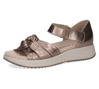 Riemchensandale CAPRICE, Damen, Gr. 38, grau (taupe metallic), Leder, Schuhe Riemchensandale, Keilsandalette, Sommerschuh, Bequemschuh mit Klettverschluss (83425357-38)
