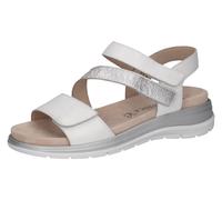 Riemchensandale CAPRICE, Damen, Gr. 38, silber (weiß, silberfarben), Leder, Schuhe Riemchensandale, Keilsandalette, Bequemschuh, Sommerschuh im Metallic-Look (33956863-38) weiß, silberfarben