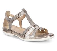 Riemchensandale ECCO "FLASH", Damen, Gr. 37, gold (goldfarben, hellbeige), Leder, Schuhe Riemchensandale, Sommerschuh, Sandalette, Klettschuh, im Metallic-Look (48988507-37) goldfarben, hellbeige