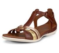 Riemchensandale ECCO "FLASH", Damen, Gr. 43, bunt (braun, goldfarben), Leder, Schuhe Riemchensandale, Sommerschuh, Sandalette, Klettschuh, im Metallic-Look (84213419-43) braun, goldfarben