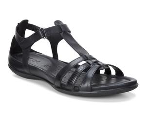 Riemchensandale ECCO "FLASH", Damen, Gr. 43, schwarz, Leder, Schuhe Riemchensandale, Sommerschuh, Sandalette, Klettschuh, im Metallic-Look, Topseller (98975018-43)