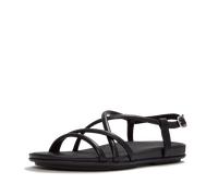 Riemchensandale FITFLOP "GRACIE LEATHER STRAPPY BACK-STRAP SANDALS", Damen, Gr. 38, schwarz, Leder, Schuhe Riemchensandale, Keilabsatz, Sandalette mit verstellbarem Schnallenverschluss (26880064-38) s