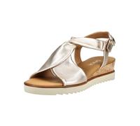 Sandalette GABOR "GENUA", Damen, Gr. 39, gold (goldfarben), Glattleder, metallic, Schuhe Sandalette, Keilabsatz, Sommerschuh, Riemchensandale in Komfortweite G (=weit) (70840340-39) goldfarben