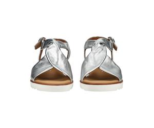 Riemchensandale GABOR COMFORT "Gabor Comfort Sandalen Glattleder", Damen, Gr. 40, silber, Glattleder, Schuhe Riemchensandale (13575666-40) silber