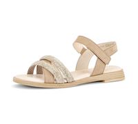 Riemchensandale GABOR, Damen, Gr. 36, beige (sand), Lederimitat, Ziegenveloursleder, Schuhe Riemchensandale, Blockabsatz, Sandalette, Sommerschuh mit glänzenden Schmucksteinen (96119414-36) sand