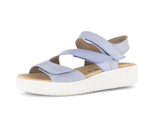 Riemchensandale GABOR, Damen, Gr. 40, hellblau, Glattleder, Lackleder, Veloursleder, Schuhe Riemchensandale, Plateau, Bequemschuh, Sandalette, Sommerschuh mit Ziernähten (76720069-40) hellblau