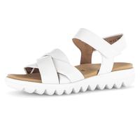 Riemchensandale GABOR, Damen, Gr. 40, weiß, Glattleder, unifarben, Schuhe Riemchensandale, Sommerschuh, Keilsandalette, Bequemschuh mit Klettverschluss (71202414-40) weiß