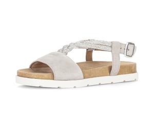 Riemchensandale GABOR, Damen, Gr. 41, goldfarben, Ziegenveloursleder, Schuhe Riemchensandale, Plateau, Sandalette, Sommerschuh mit funkelnden Strasssteichen (66756352-41) goldfarben