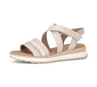 Riemchensandale GABOR "Florenz", Damen, Gr. 43, sand, Ziegenveloursleder, Schuhe Riemchensandale, Sommerschuh, Sandalete, Bandage in Flechtoptik, G-Weite (=weit) (24835444-43) sand