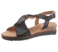 Riemchensandale GABOR "GENUA", Damen, Gr. 39, schwarz, Leder, unifarben, Schuhe Riemchensandale, Sommerschuh, Sandalette, Keilabsatz, G-Weite (23327631-39)