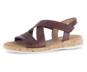 Riemchensandale GABOR "RHODOS", Damen, Gr. 37, braun, Kalbsleder, unifarben, Schuhe Riemchensandale, Keilsandalette, Sommerschuh, Komfortschuh in Weite G (= weit) (20169233-37)