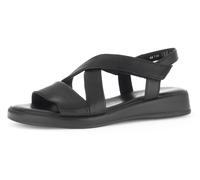 Riemchensandale GABOR "RHODOS", Damen, Gr. 37, schwarz, Glattleder, Schuhe Riemchensandale, Keilsandalette, Sommerschuh, Komfortschuh in Weite G (= weit) (53015401-37) schwarz