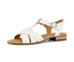 Riemchensandale GABOR "Rhodos", Damen, Gr. 40, weiß, Kalbsleder, Schuhe Riemchensandale, Blockabsatz, Sandalette mit verstellbarem Riemchen, G-Weite (89406336-40) weiß
