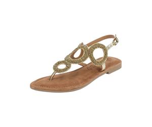 Riemchensandale LAZAMANI "Lazamani Sandalen Leder", Damen, Gr. 40, gold, Leder, Schuhe Riemchensandale (19243955-40) gold