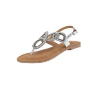 Riemchensandale LAZAMANI "Lazamani Sandalen Leder/Textil", Damen, Gr. 38, silber, Leder, Textil, Schuhe Riemchensandale (14219319-38) silber
