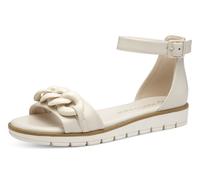 Riemchensandale MARCO TOZZI, Damen, Gr. 37, beige (creme), Lederimitat, Schuhe Riemchensandale, Keilabsatz, Sommerschuh, Sandalette, mit Zierkette Ton in Ton (26385438-37)