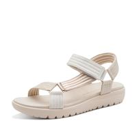Riemchensandale MARCO TOZZI, Damen, Gr. 39, beige (helltaupe kombiniert), Lederimitat, mehrfarbig, Schuhe Riemchensandale, Plateau, Sandalette in veganer Verarbeitung (83193252-39) helltaupe kombinier
