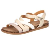 Riemchensandale MUSTANG SHOES, Damen, Gr. 37, beige (creme, beige), Lederimitat, Schuhe Riemchensandale, Barfußschuh, Klettschuh, Sommerschuh mit Tieffußbett (94746756-37) creme, beige