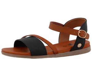 Riemchensandale MUSTANG SHOES "Eireen", Damen, Gr. 37, braun (schwarz), Lederimitat, Schuhe Riemchensandale, Sandalette, Sommerschuh mit logogeprägter Niete (42569417-37) schwarz