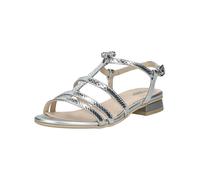 Riemchensandale NERO GIARDINI "Nero Giardini Sandalen Leder", Damen, Gr. 38, silber, Leder, Schuhe Riemchensandale (10713364-38) silber