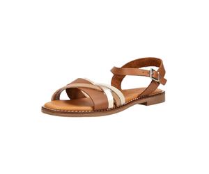 Riemchensandale OH MY SANDALS "Oh My Sandals Sandalen Leder", Damen, Gr. 40, braun, weiß, Leder, Schuhe Riemchensandale (79976742-40) braun, weiß