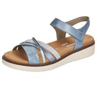Riemchensandale REMONTE, Damen, Gr. 36, blau (hellblau, silberfarben), Lederimitat, Schuhe Riemchensandale, Keilabsatz, Sommerschuh, Sandalette mit herausnehmbarer Softeinlage, Topseller (28099301-36)