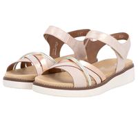 Riemchensandale REMONTE, Damen, Gr. 38, rosa (rosé, roségoldfarben, goldfarben), Lederimitat, metallic, Schuhe Riemchensandale, Keilabsatz, Sommerschuh, Sandalette mit herausnehmbarer Softeinlage, Top