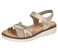 Riemchensandale REMONTE, Damen, Gr. 39, gold (hellgrau, goldfarben), Lederimitat, metallic, Schuhe Riemchensandale, Keilabsatz, Sommerschuh, Sandalette mit herausnehmbarer Softeinlage, Topseller (5793