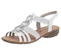 Riemchensandale REMONTE, Damen, Gr. 43, silber (weiß, silberfarben), Lederimitat, Schuhe Riemchensandale, Keilabsatz, Sommerschuh, Sandalette mit Gummizügen, Topseller (26343155-43)