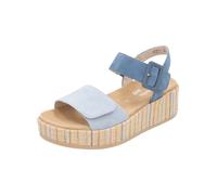 Sandalette REMONTE "Elisabeth Hurley-Collection", Damen, Gr. 38, blau (jeansblau, hellblau), Veloursleder, modisch, Schuhe, Keilabsatz, Sommerschuh, Riemchensandale mit bezogenem Plateau (48612022-38)