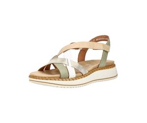 Riemchensandale REMONTE "Remonte Sandalen Leder", Damen, Gr. 41, grün, beige, Leder, Schuhe Riemchensandale (64164944-41) grün, beige