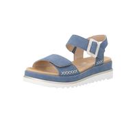 Plateausandaletten REMONTE, Damen, Gr. 43, jeansblau, Leder, unifarben, Schuhe, Sommerschuh, Keilsandale mit praktischen Klettverschlüssen (98148827-43) jeansblau