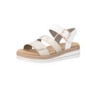 Keilsandalette REMONTE, Damen, Gr. 38, weiß, goldfarben, Lederimitat, Schuhe, Keilabsatz, Sommerschuh, Sandale in veganer Verarbeitung (60948930-38) weiß, goldfarben