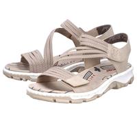 Riemchensandale RIEKER, Damen, Gr. 39, hellbeige, Lederimitat, Textil, unifarben, Schuhe Riemchensandale, Sommerschuh, Sandalette, Klettschuh, im Sportslook (22688523-39) hellbeige