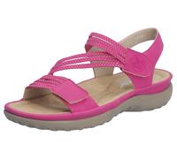 Riemchensandale RIEKER, Damen, Gr. 39, pink (fuchsia), Nubuklederimitat, Schuhe Riemchensandale, Sommerschuh, Sandalette, Keilabsatz, mit Gummizügen (60806028-39) fuchsia