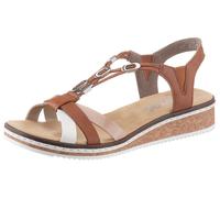 Rieker Damen Keilsandalen V3657, Frauen Sandalen,Sommerschuhe,Freizeitschuhe,offene Schuhe,Strandschuhe,braun Kombi (81),40 EU / 6.5 UK
