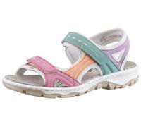 Riemchensandale RIEKER, Damen, Gr. 40, bunt (multi), Nubuklederimitat, Textil, Schuhe Riemchensandale, Sommerschuh, Sandalette, Outdoorsandale mit Klett, Topseller (90682532-40)