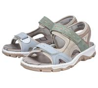 Riemchensandale RIEKER, Damen, Gr. 40, hellblau, creme, mint, Nubuklederimitat, Textil, mehrfarbig, Schuhe Riemchensandale, Sommerschuh, Sandalette, Outdoorsandale mit Klett (12607736-40) hellblau, cr