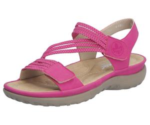 Riemchensandale RIEKER, Damen, Gr. 40, pink (fuchsia), Nubuklederimitat, Schuhe Riemchensandale, Sommerschuh, Sandalette, Keilabsatz, mit Gummizügen (60806028-40) fuchsia