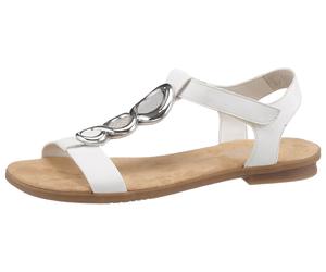 Riemchensandale RIEKER, Damen, Gr. 40, weiß, Lederimitat, unifarben, Schuhe Riemchensandale, Sommerschuh, Sandalette, Blockabsatz, mit Schmuckapplikation (35855258-40) weiß