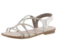 Riemchensandale RIEKER, Damen, Gr. 41, beige (hellbeige), Lederimitat, metallic, Schuhe Riemchensandale, Sommerschuh, Sandalette, Blockabsatz, mit Gummizügen für guten Sitz, Topseller (88307223-41)