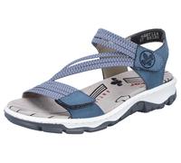 Riemchensandale RIEKER, Damen, Gr. 41, blau (jeansblau), Lederimitat, Textil, Schuhe Riemchensandale, Sommerschuh, Sandalette, Klettschuh, im Sportslook (53884548-41) jeansblau