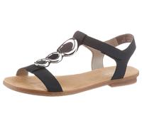 Riemchensandale RIEKER, Damen, Gr. 41, blau (nachtblau), Nubuklederimitat, unifarben, Schuhe Riemchensandale, Sommerschuh, Sandalette, Blockabsatz, mit Klettverschluss-Riegel (68330259-41) nachtblau