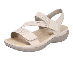 Riemchensandale RIEKER, Damen, Gr. 43, beige, Nubuklederimitat, Schuhe Riemchensandale, Sommerschuh, Sandalette, Keilabsatz, mit Gummizügen, Topseller (98215856-43)