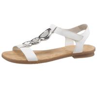 Riemchensandale RIEKER, Damen, Gr. 43, weiß, Lederimitat, unifarben, Schuhe Riemchensandale, Sommerschuh, Sandalette, Blockabsatz, mit Schmuckapplikation (35855258-43) weiß