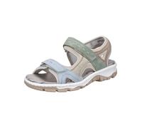 Riemchensandale RIEKER, Damen, Gr. 41, hellblau, creme, mint, Nubuklederimitat, Textil, mehrfarbig, Schuhe Riemchensandale, Sommerschuh, Sandalette, Outdoorsandale mit Klett (12607736-41) hellblau, cr