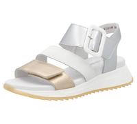 Riemchensandale RIEKER SPORT, Damen, Gr. 36, weiß (goldfarben, silberfarben, weiß), Leder, metallic, Schuhe Riemchensandale, Sommerschuh, Klettschuh, Outdoorsandale mit weichem Fußbett (61757924-36)