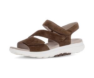 Riemchensandale ROLLINGSOFT, Damen, Gr. 38, dunkelbraun, Ziegenveloursleder, Schuhe Riemchensandale, Keilabsatz, Sandalette mit typischer Laufsohle, G-Weite (=weit) (37194504-38) dunkelbraun