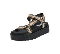 Riemchensandale STEVE MADDEN "STEVE MADDEN Sandalen Textil", Damen, Gr. 41, schwarz (schwarz, beige), Textil, Schuhe (64769655-41) schwarz, beige
