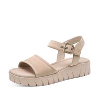 Riemchensandale TAMARIS, Damen, Gr. 37, creme, Nubukleder, unifarben, Schuhe Riemchensandale, Sommerschuh, Sandalette mit markantem Plateau (15049446-37) creme